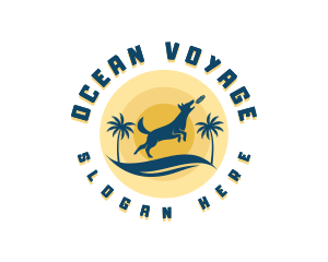 Beach Dog Frisbee logo design