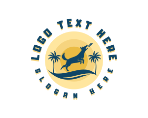 Adventure - Beach Dog Frisbee logo design