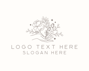 Manicure - Botanical Floral Hand logo design