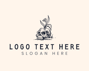Skull - Hipster Plant Skull logo design