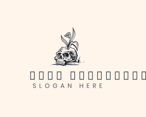 Vintage - Hipster Plant Skull logo design