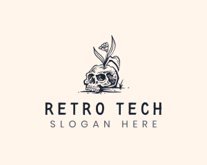 Hipster Plant Skull logo design