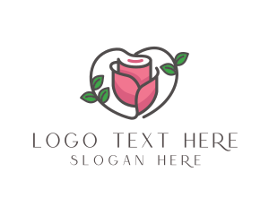 Pink - Rose Flower Heart logo design