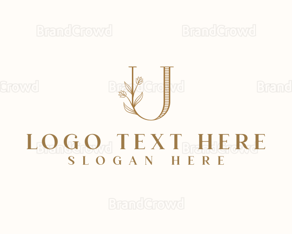 Floral Calligraphy Letter U Logo