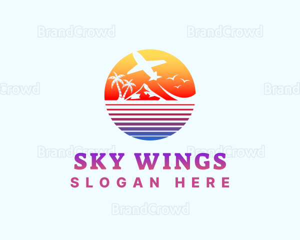 Summer Island Vacation Airplane Logo