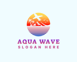 Summer Island Vacation Airplane logo design