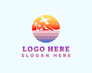 Summer Island Vacation Airplane logo design