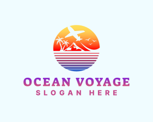 Summer Island Vacation Airplane logo design