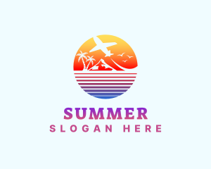 Summer Island Vacation Airplane logo design