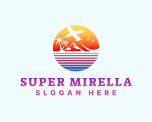 Travel - Summer Island Vacation Airplane logo design