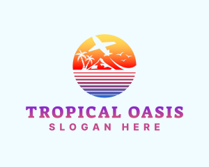 Summer Island Vacation Airplane logo design