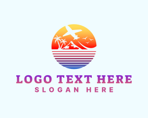 Cancun - Summer Island Vacation Airplane logo design