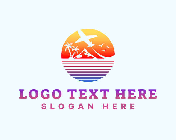 Waves - Summer Island Vacation Airplane logo design