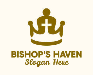 Bishop - Gold Religious Crown logo design