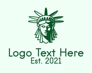 Statue - Green Liberty Head logo design