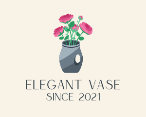 Rose Flower Vase  logo design