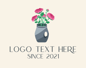 Natural - Rose Flower Vase logo design