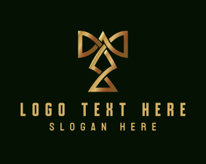 Residence - Elegant Golden Hotel Letter T logo design