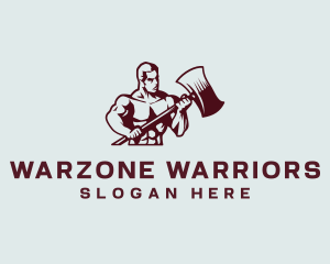 Strong Warrior Man logo design