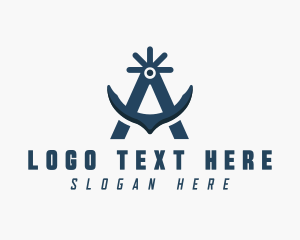 Font - Maritime Anchor Letter A logo design