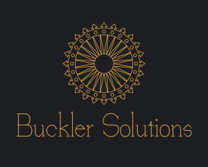 Buckler - Gold Mayan Sun Shield logo design