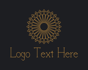 Detailed - Gold Mayan Sun Shield logo design