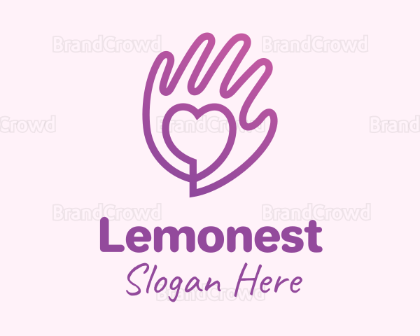 Purple Gradient Caring Hand Logo