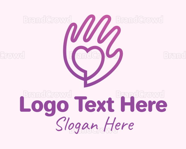 Purple Gradient Caring Hand Logo