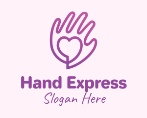 Sign Language - Purple Gradient Caring Hand logo design