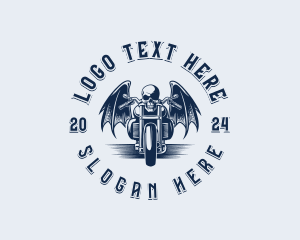 Motorcycle Gang - Skull Motorcycle Rider logo design