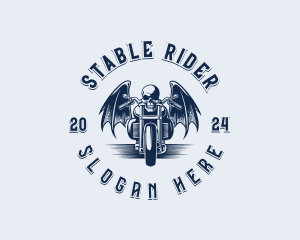 Skull Motorcycle Rider logo design