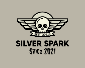 Silver - Skull Wing Badge logo design