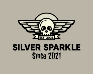 Silver - Skull Wing Badge logo design