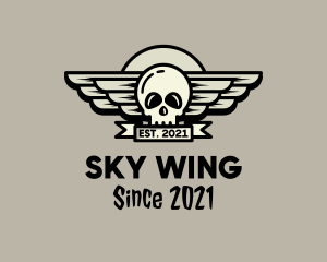 Wing - Skull Wing Badge logo design