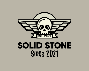 Rock - Skull Wing Badge logo design