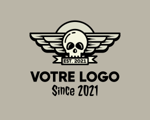 Rock - Skull Wing Badge logo design