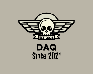Metallic - Skull Wing Badge logo design