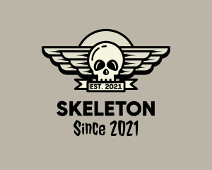 Skull Wing Badge logo design