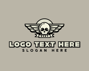 Silver - Skull Wing Biker Gang logo design