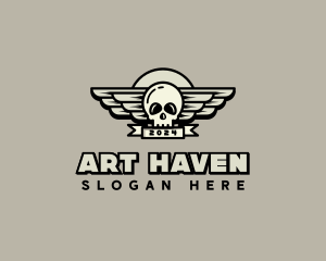 Skull Wing Biker Gang logo design