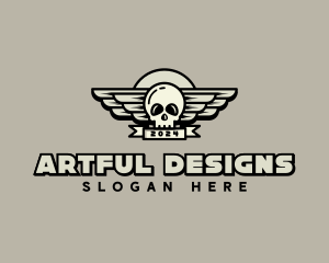 Skull Wing Biker Gang logo design