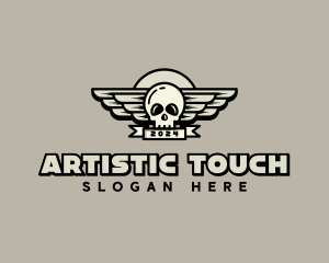 Skull Wing Biker Gang logo design