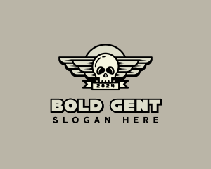 Skull Wing Biker Gang logo design