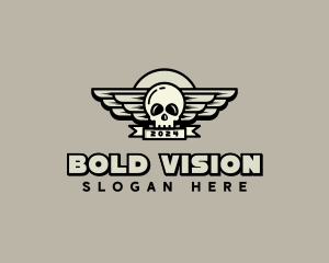 Skull Wing Biker Gang logo design