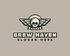 Skull Wing Biker Gang logo design