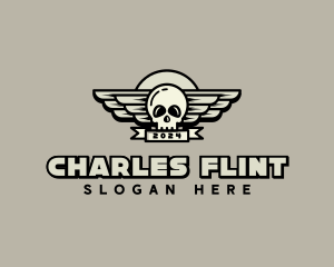 Skull Wing Biker Gang logo design