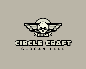 Skull Wing Biker Gang logo design