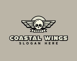 Skull Wing Biker Gang logo design