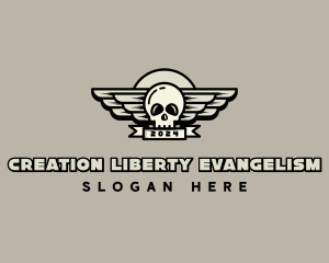 Skull Wing Biker Gang logo design