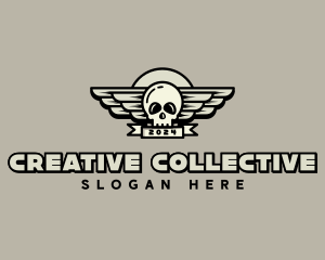 Skull Wing Biker Gang logo design